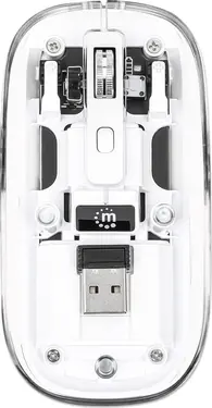 Manhattan transparent rechargeable wireless Mouse, transparent/white, USB