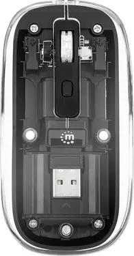 Manhattan transparent rechargeable wireless Mouse, transparent/black, USB