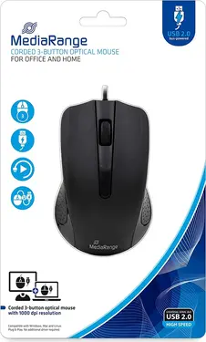 MediaRange 3-button Optical Mouse, black, USB