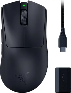 Razer DeathAdder V3 Pro black Smooth-Touch + 8000Hz HyperPolling wireless adapter, USB