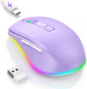 Seenda rechargeable wireless RGB Mouse with Jiggler function, purple, USB