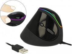 DeLOCK ergonomic USB mouse vertical black, RGB, USB