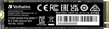 Verbatim Vi5000 PCIe NVMe SSD 512GB, M.2 2280 / M-Key / PCIe 4.0 x4