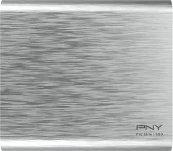 PNY Pro Elite Portable SSD, Silver Brush, 500GB, USB-C 3.1