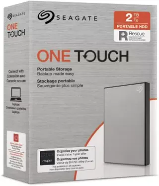 Seagate One Touch Portable HDD with Password +Rescue, Silver, 2TB, USB 3.0 Micro-B