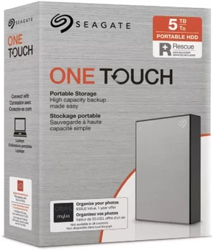 Seagate One Touch Portable HDD with Password, Silver, 5TB, +Rescue, USB 3.0 Micro-B