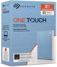 Seagate One Touch Portable HDD with Password, Light Blue, 2TB, +Rescue, USB 3.0 Micro-B