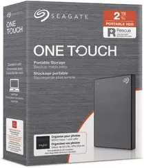 Seagate One Touch Portable HDD with Password +Rescue, Space Gray, 2TB, USB 3.0 Micro-B