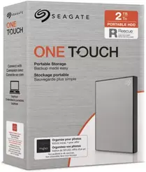 Seagate One Touch Portable HDD with Password +Rescue, Silver, 2TB, USB 3.0 Micro-B