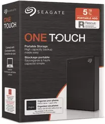 Seagate One Touch Portable HDD with Password +Rescue, Black, 5TB, USB 3.0 Micro-B