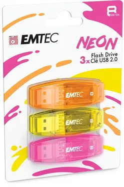 Emtec C410 Neon 8GB, USB-A 2.0, 3er-Pack