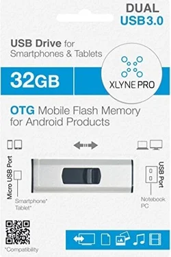 Xlyne OTG Retractable Dual Key 32GB, USB-A 3.0/USB 2.0 Micro-B